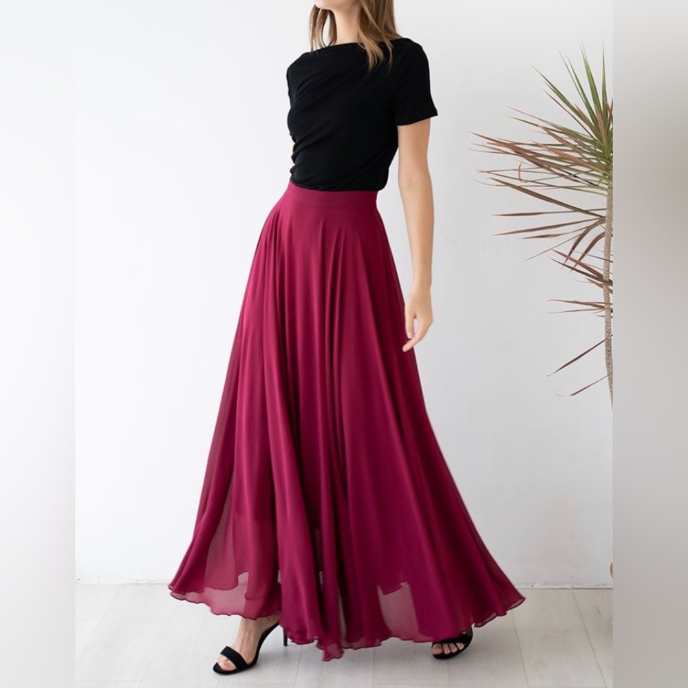 CHICWISH Timeless favorite chiffon maxi skirt
